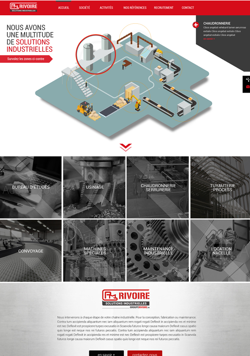 Maquette du schema intéractif intégré sur le site de Rivoire Mécanique Générale 