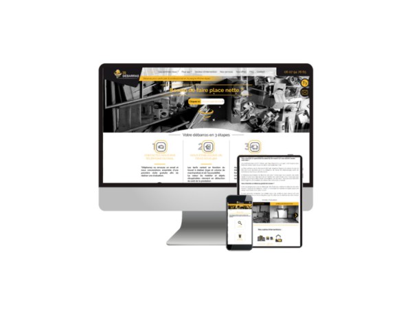 Pr&eacute;sentation site internet Is Debarras sous plusieurs &eacute;crans (ordinateurs, tablette et smartphone)
