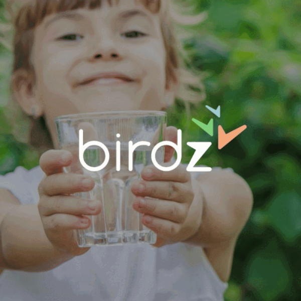 Logo Birdz avec petite fille en arrière-plan