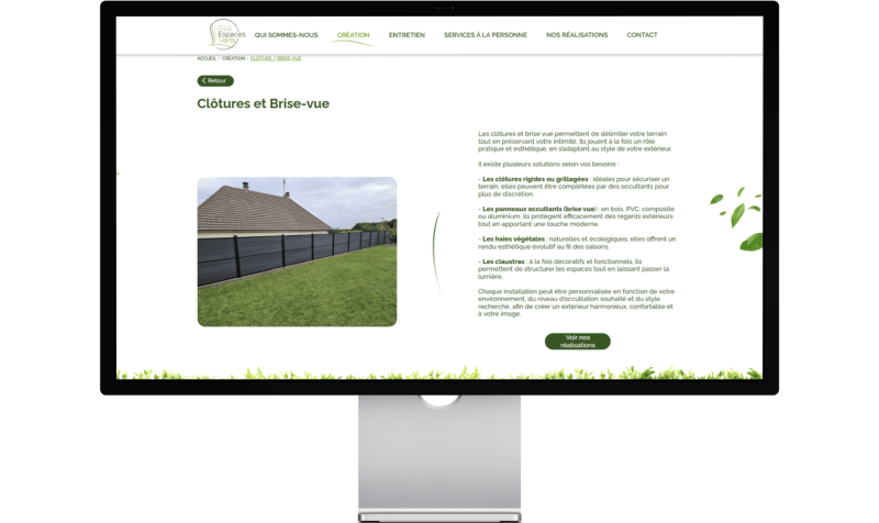 Image qui présente la page réalisation de l'entreprise Pilat espace vert situé dans la Loire (42) d'un site vitrine réalisée par Imagine Développement 