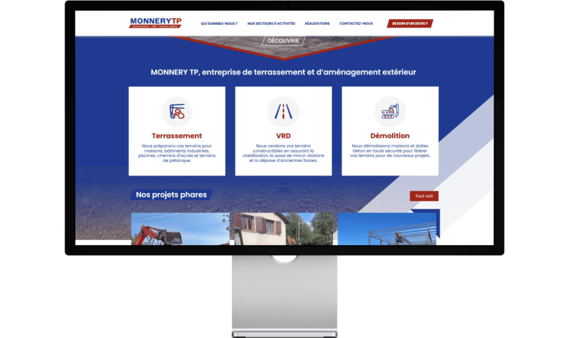 page d'accueil du site internet de monnery TP réalisé par Imagine Développement à Vienne (38)