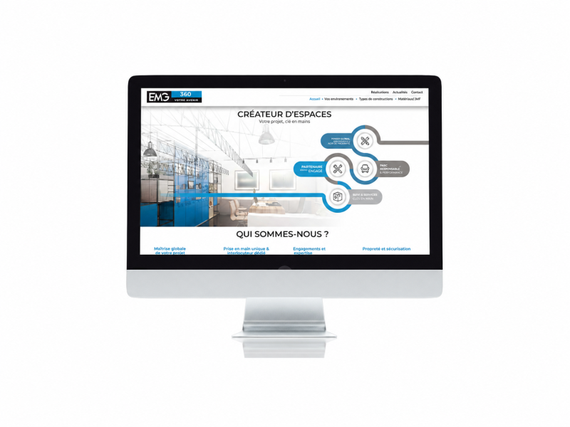 Site internet EMG sur écran d'ordinateur