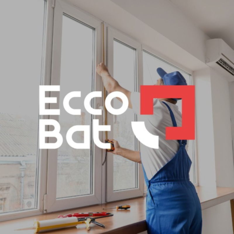Visuel d'un artisan en fond avec le logo Ecco Bat au-dessus
